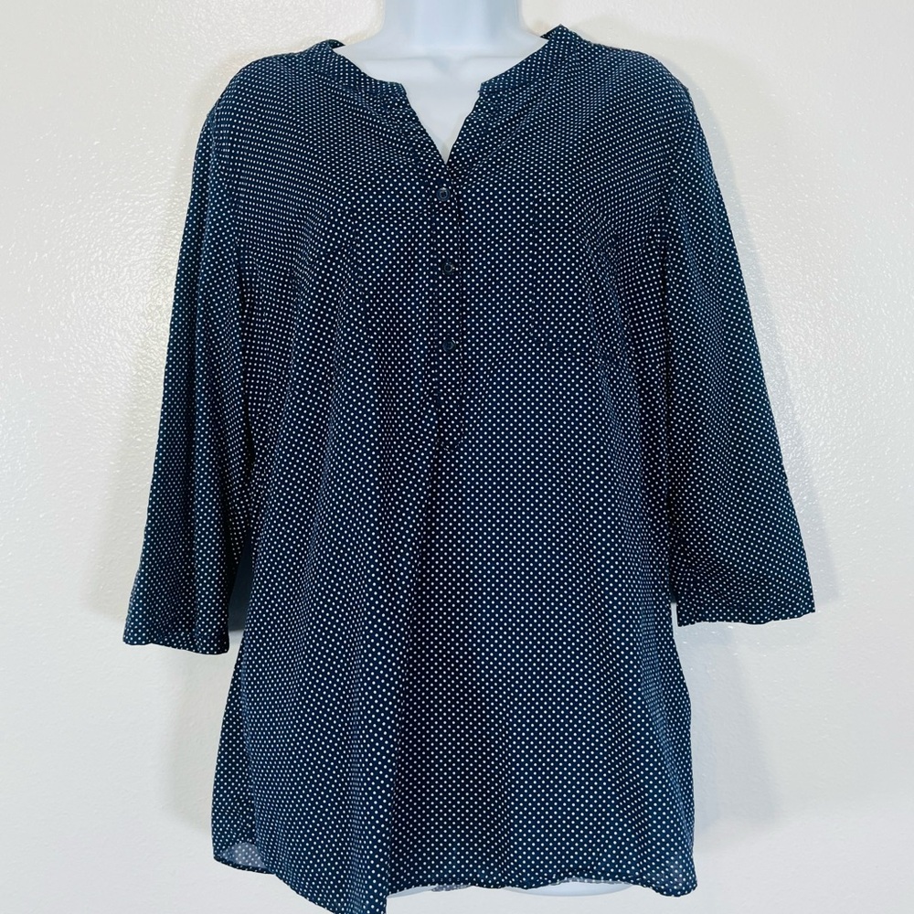 Woolworths Navy Blue Polka Dot Cotton Blouse Size 18